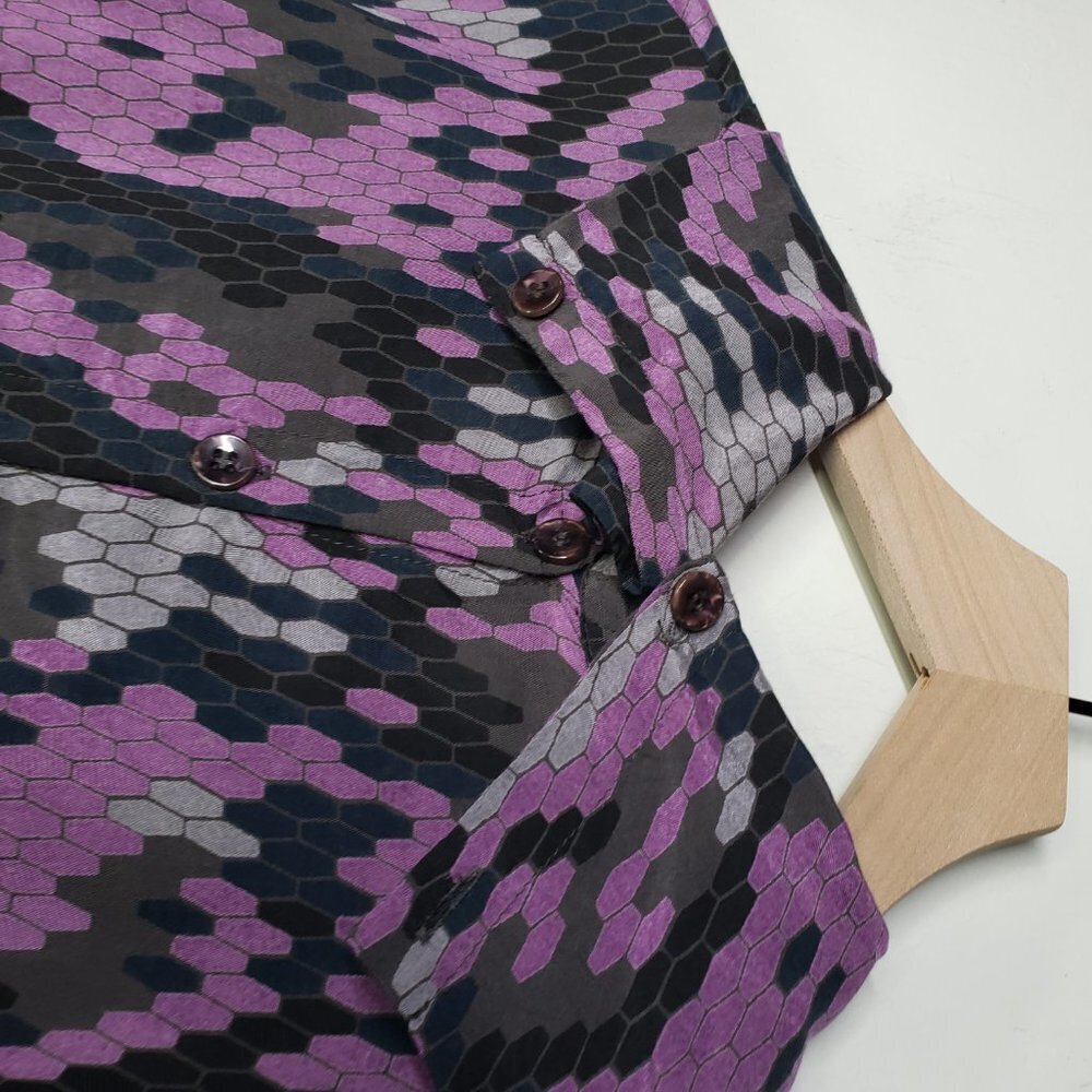 Masai Drawstring Bubble Hem Tunic Dress Lagenlook S‎ Grey Purple Black Artsy - Picture 5 of 13